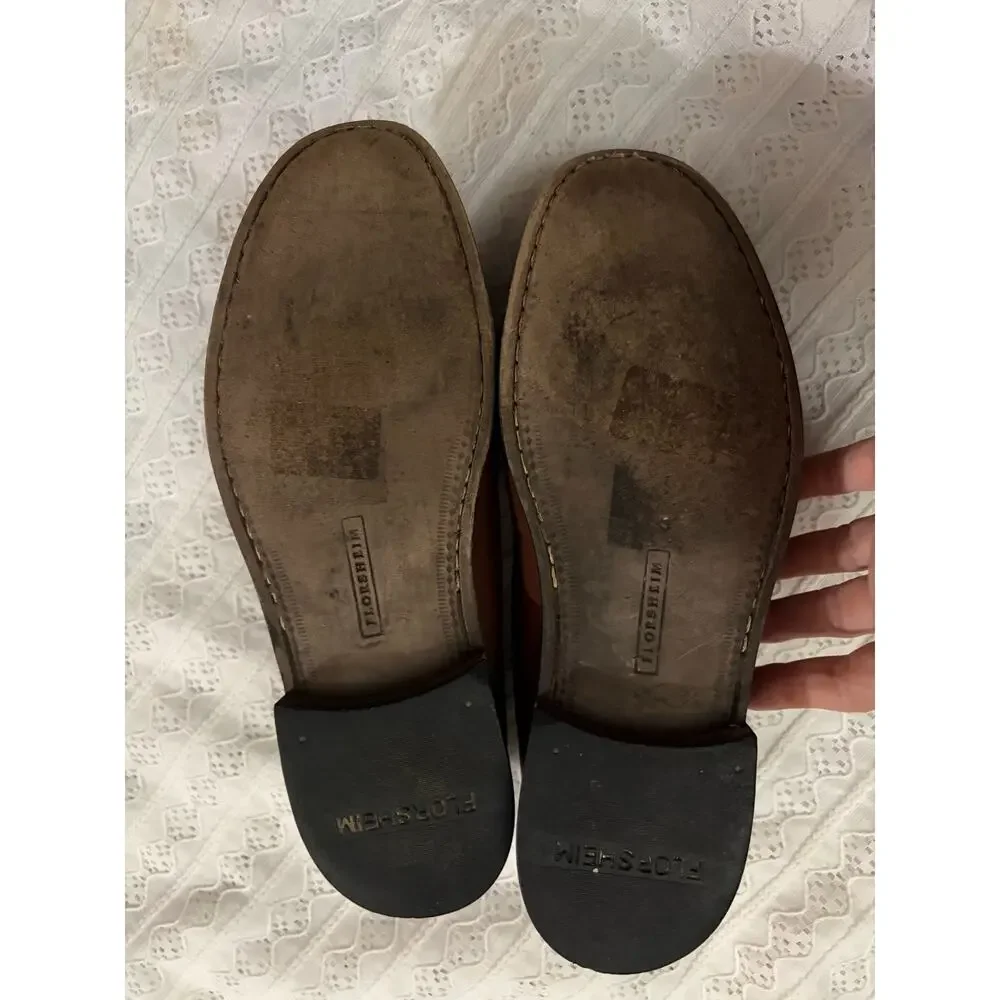 Florsheim Men's 10D Brown Croc Embossed Leather Tassel Loafers Dress Shoes